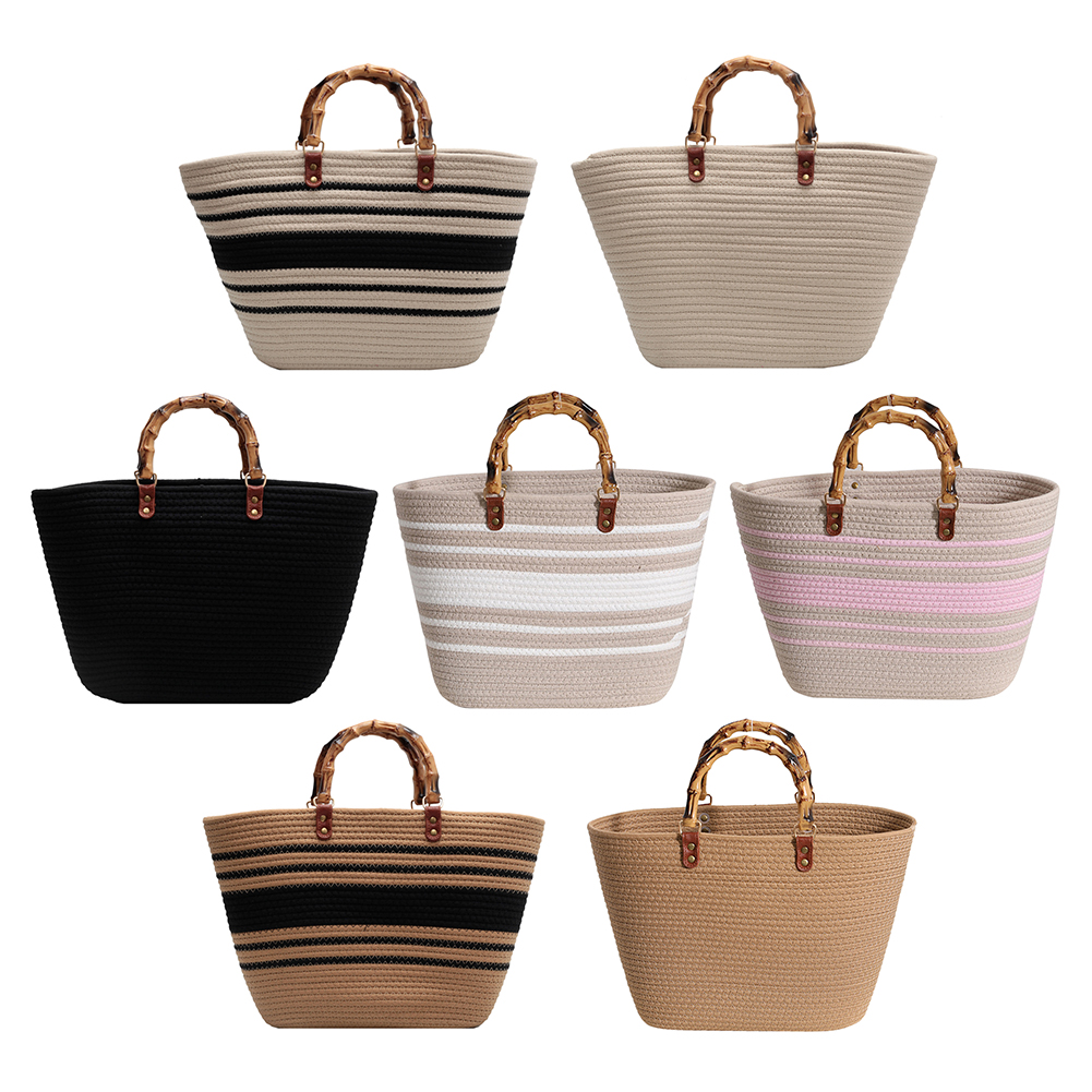 Party Favor Bag - Beach Vacation Bags Bamboo Handle Women