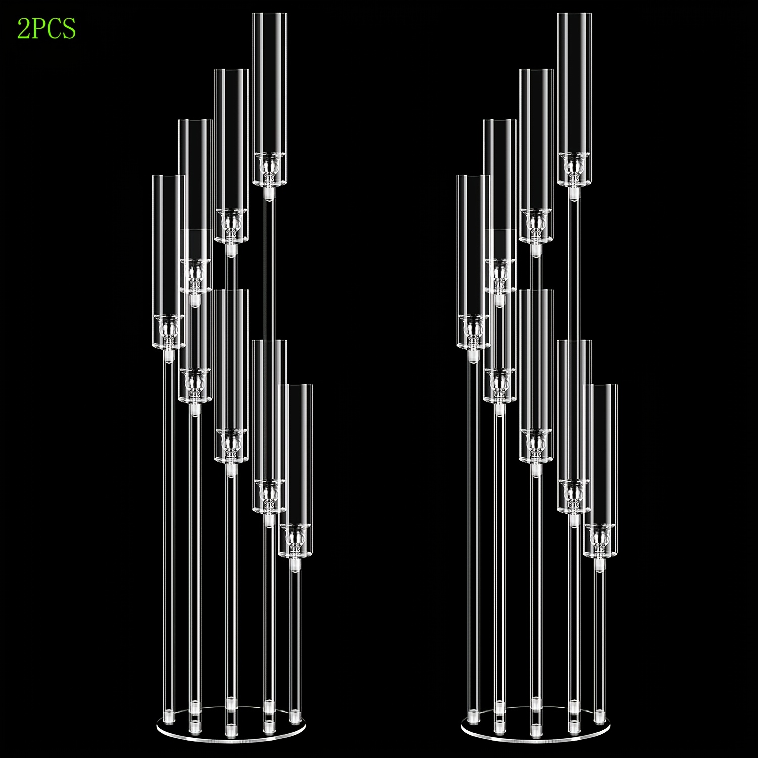 Centerpiece Stick - 2 Set 8-Arm Clear Acrylic Candelabra