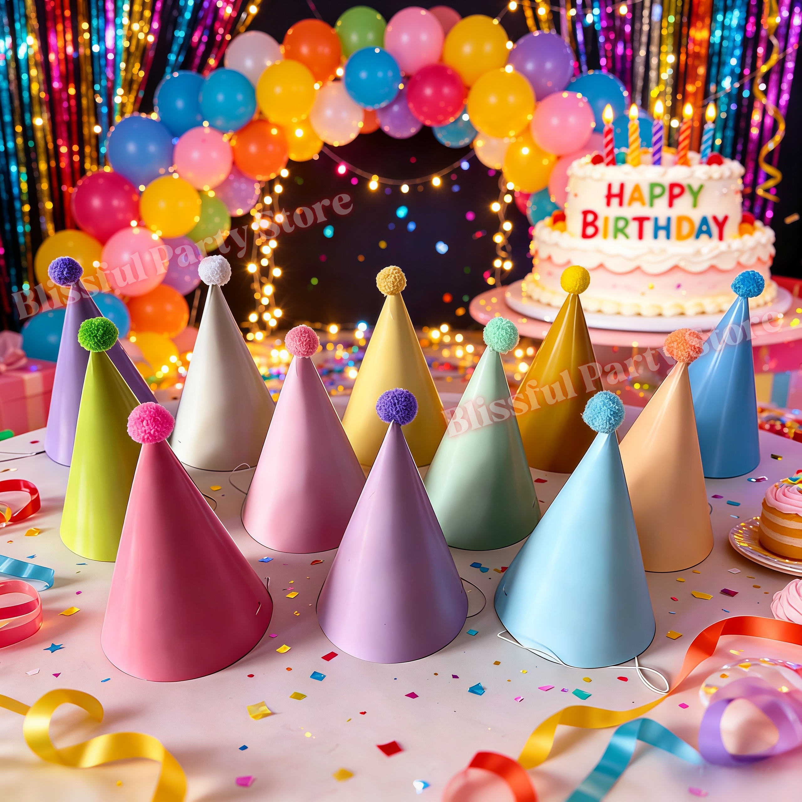 Colorful Birthday Party Hats M - Party Hat Cone avis et prix