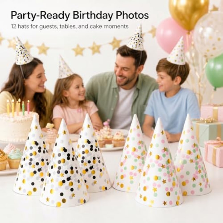 Boieo Gold Polka Dot Birthday  - Party Hat Cone avis et prix