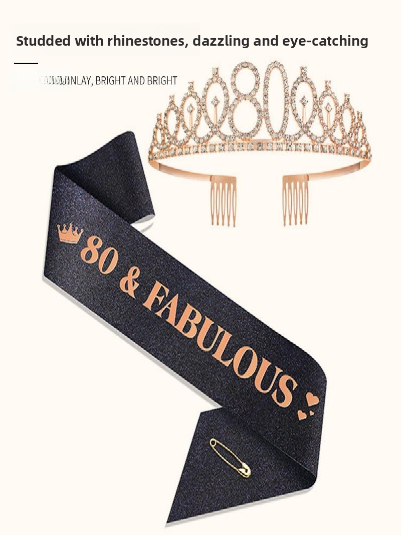 Champagne Gold Sparkle Crown S - Birthday Sash Glitter avis et prix