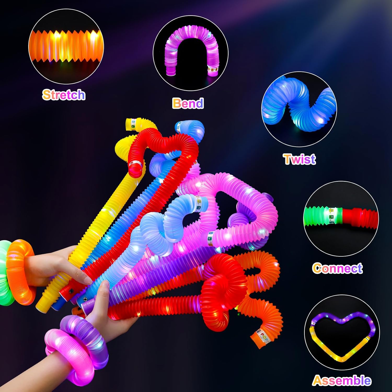2/6/12 pcs LED Flash Pop Tubes - Cotton Candy Cone avis et prix