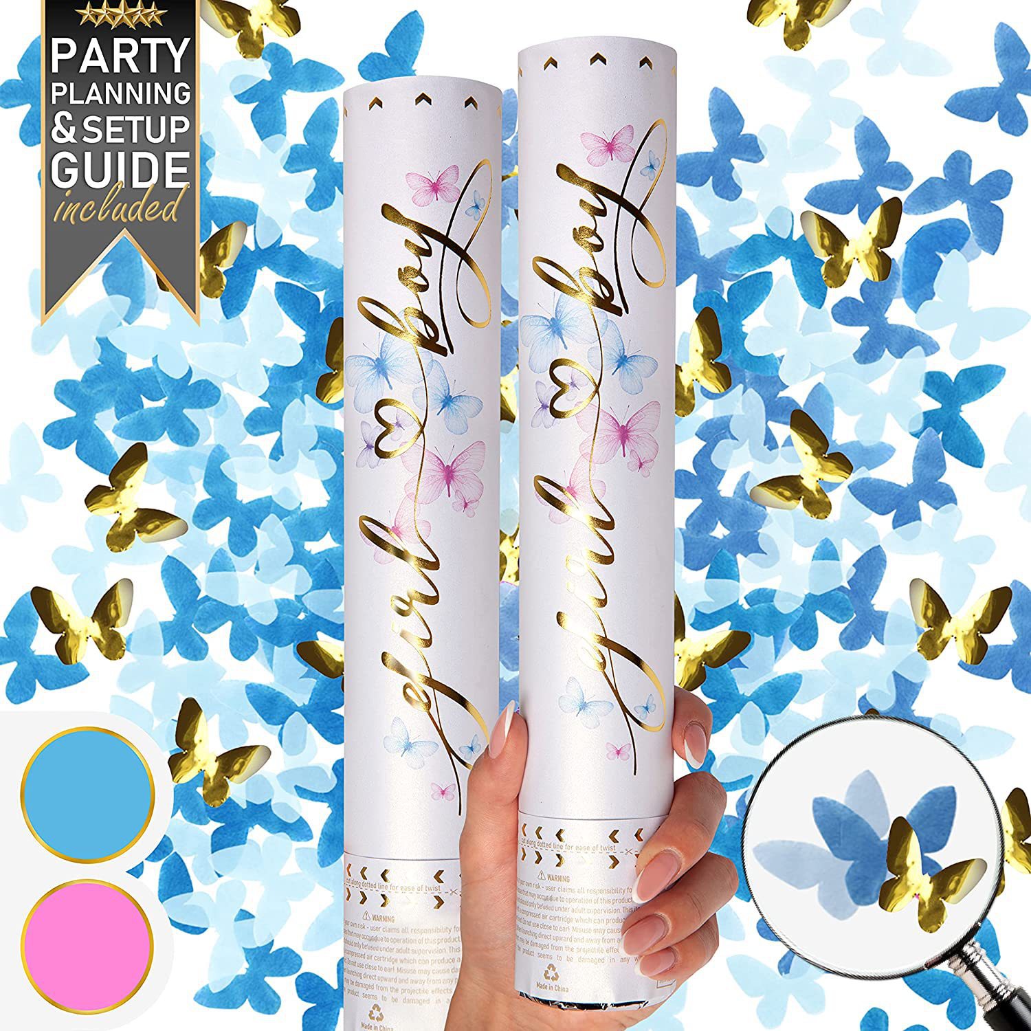 Gender reveal party confetti c - Confetti Cannon Tube avis et prix