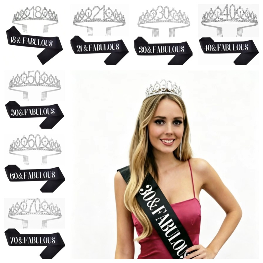 Glitter Silvery Birthday Tiara - Birthday Sash Glitter avis et prix