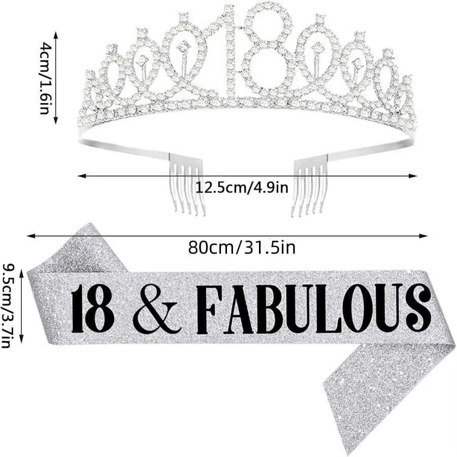Glitter Silvery Birthday Tiara - Birthday Sash Glitter avis et prix