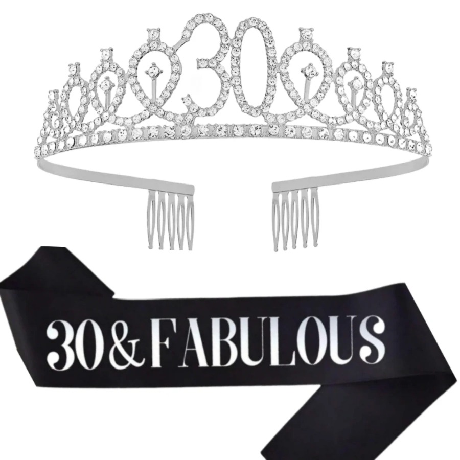 Glitter Silvery Birthday Tiara - Birthday Sash Glitter avis et prix