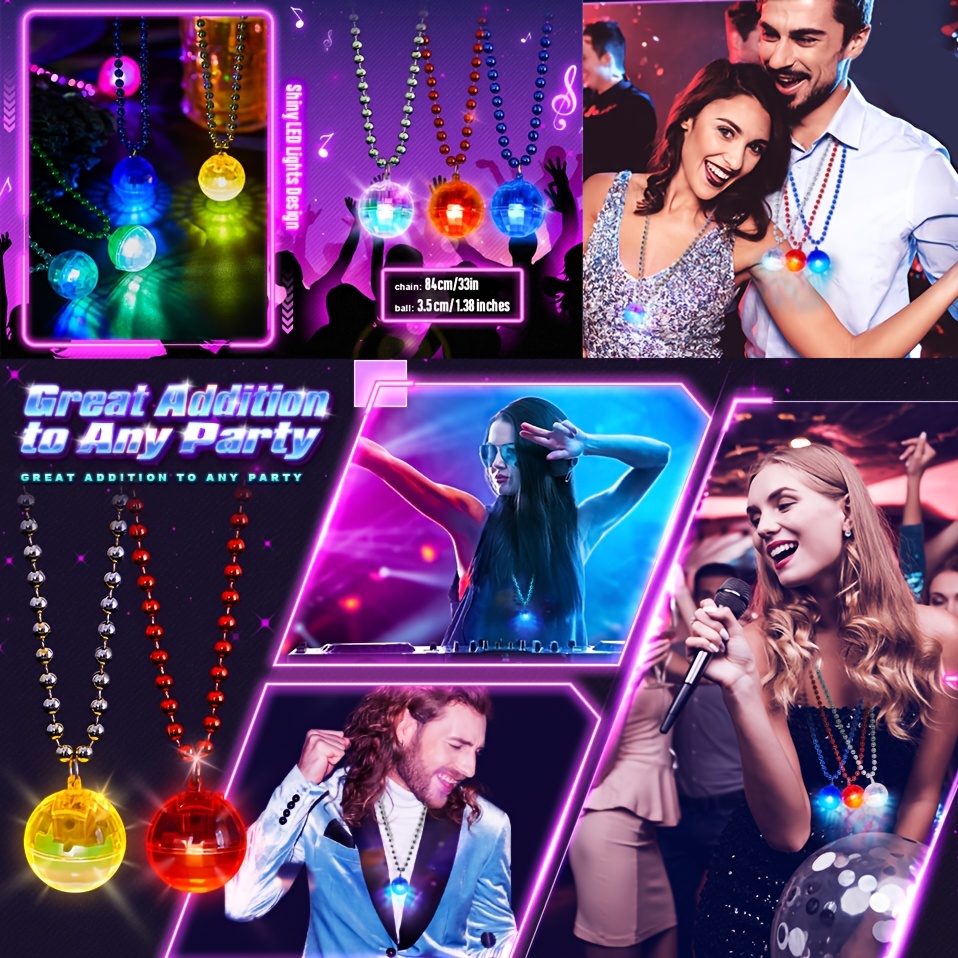 6Pcs LED Disco Ball Necklaces  - Cotton Candy Cone avis et prix