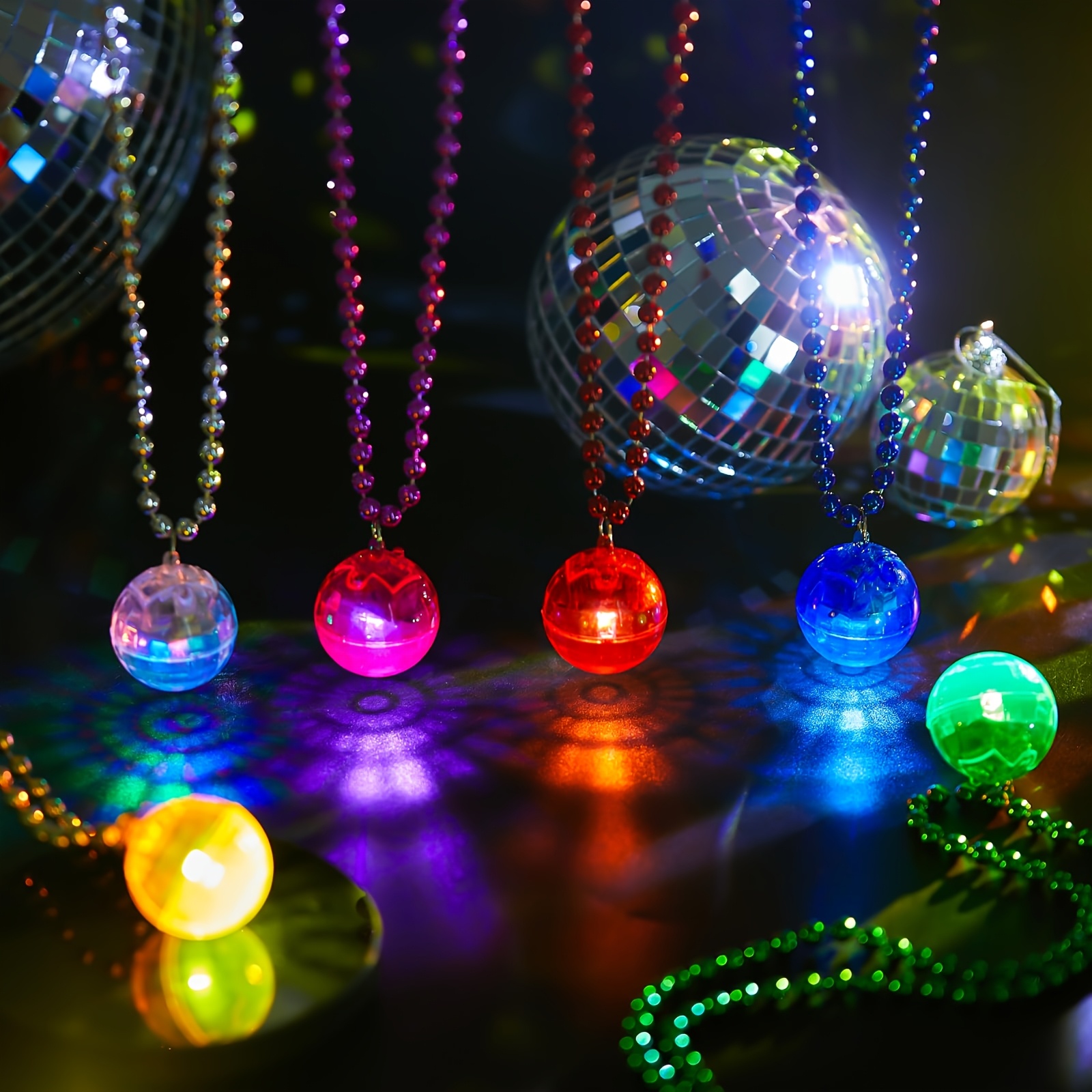 6Pcs LED Disco Ball Necklaces  - Cotton Candy Cone avis et prix