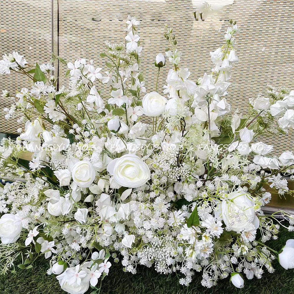 100/50CM Artificial White Rose - Flower Wall Panel avis et prix
