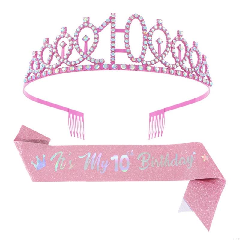 Glittering Pink Birthday Tiara - Birthday Sash Glitter avis et prix
