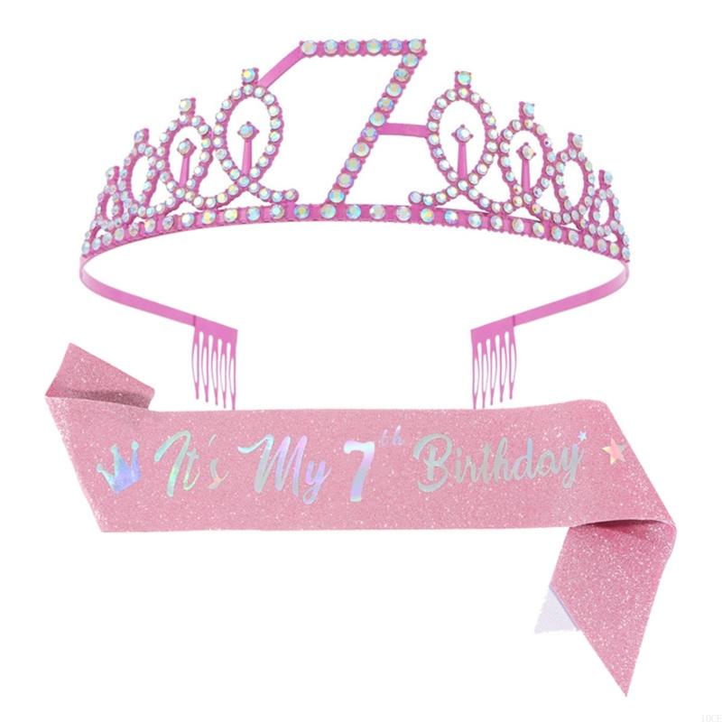 Glittering Pink Birthday Tiara - Birthday Sash Glitter avis et prix