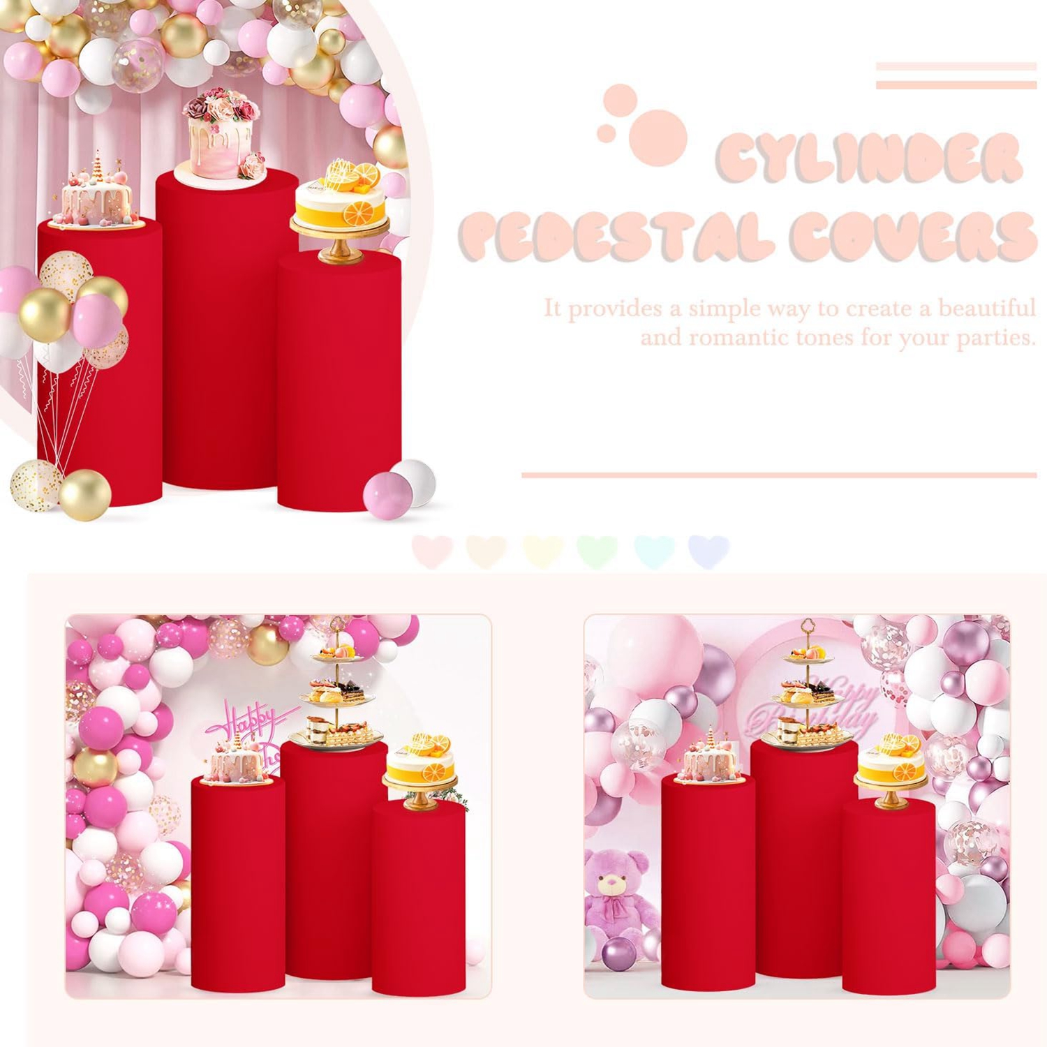 Yeele Red Cylinder Stand Cover - Dessert Table Backdrop avis et prix