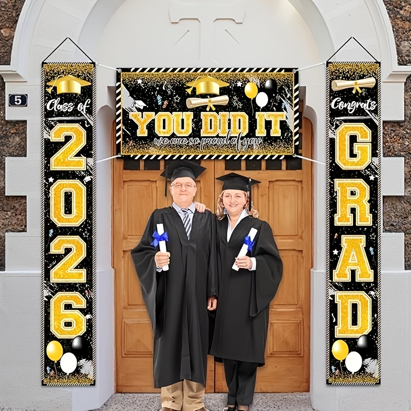 2D 3Pcs 2026 Graduation Banner - Party Banner Gold avis et prix