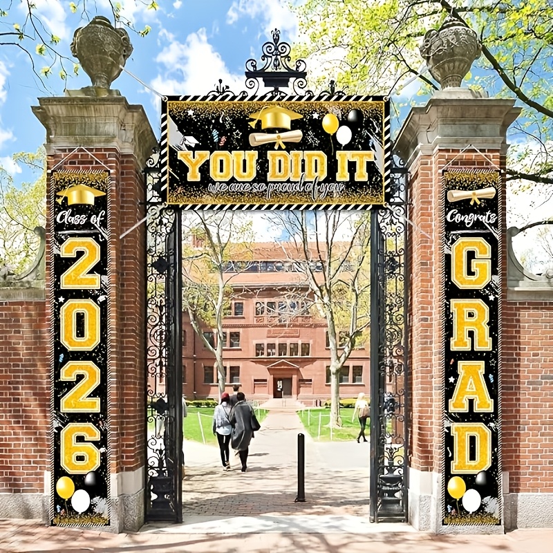 2D 3Pcs 2026 Graduation Banner - Party Banner Gold avis et prix