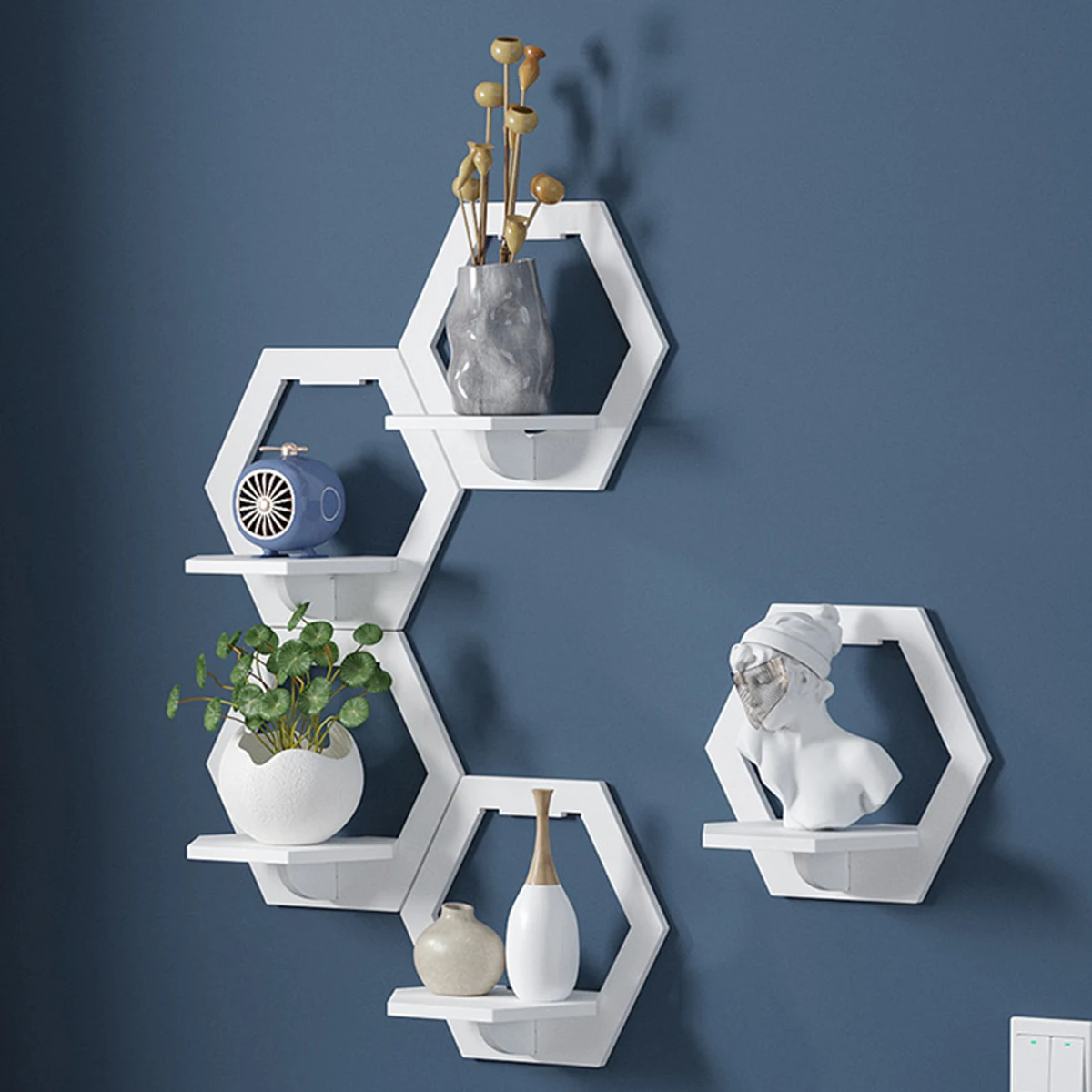 3Pcs Hexagon Wall Shelf Punch  - Flower Wall Panel avis et prix