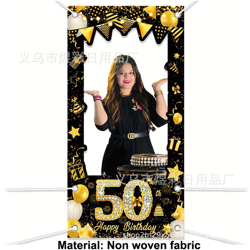 50th Birthday Decoration Black - Party Banner Gold avis et prix