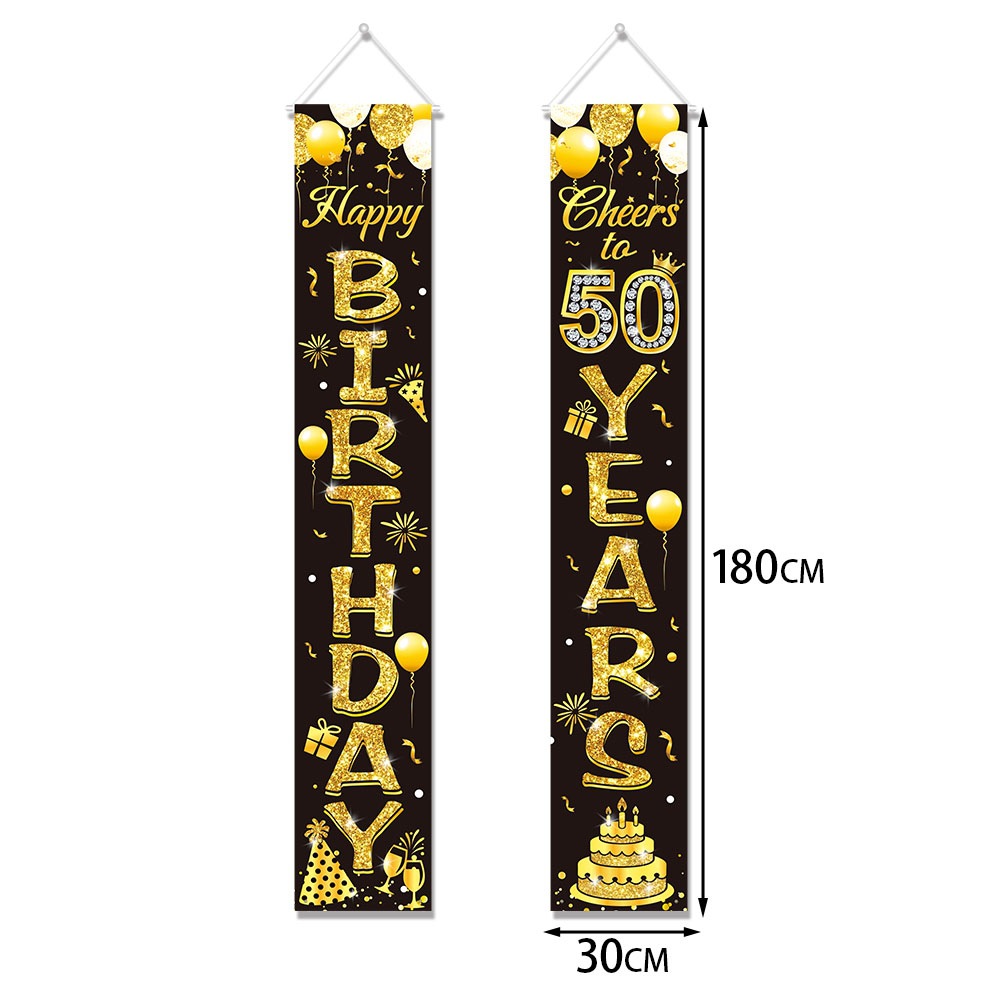 50th Birthday Decoration Black - Party Banner Gold avis et prix