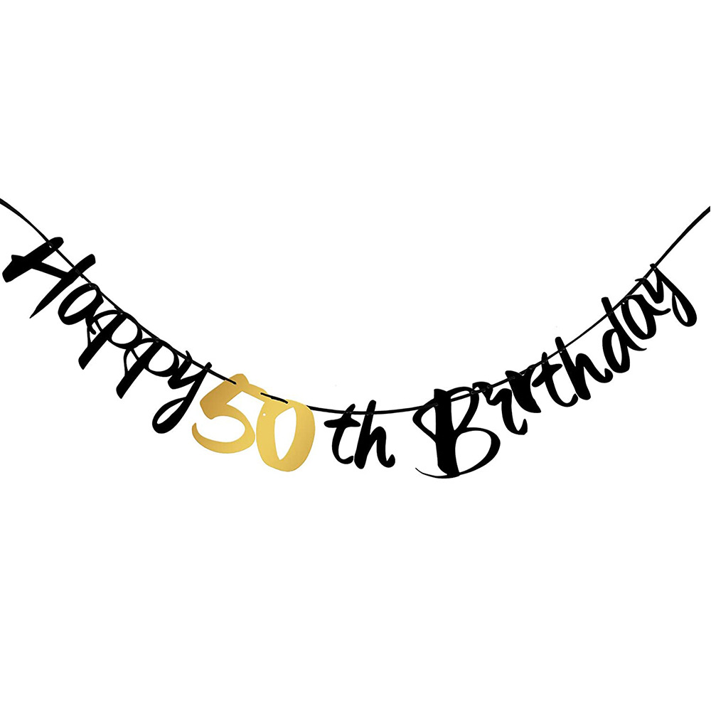 50th Birthday Decoration Black - Party Banner Gold avis et prix