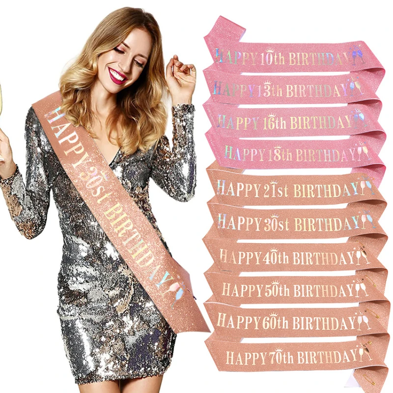 Happy 10th 13th 16th 21st 30th - Birthday Sash Glitter avis et prix