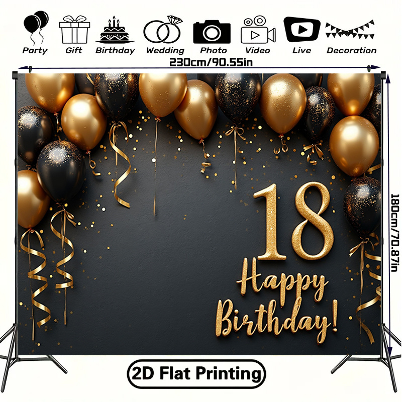 2D 1Pc Black & Gold Balloons B - Party Banner Gold avis et prix