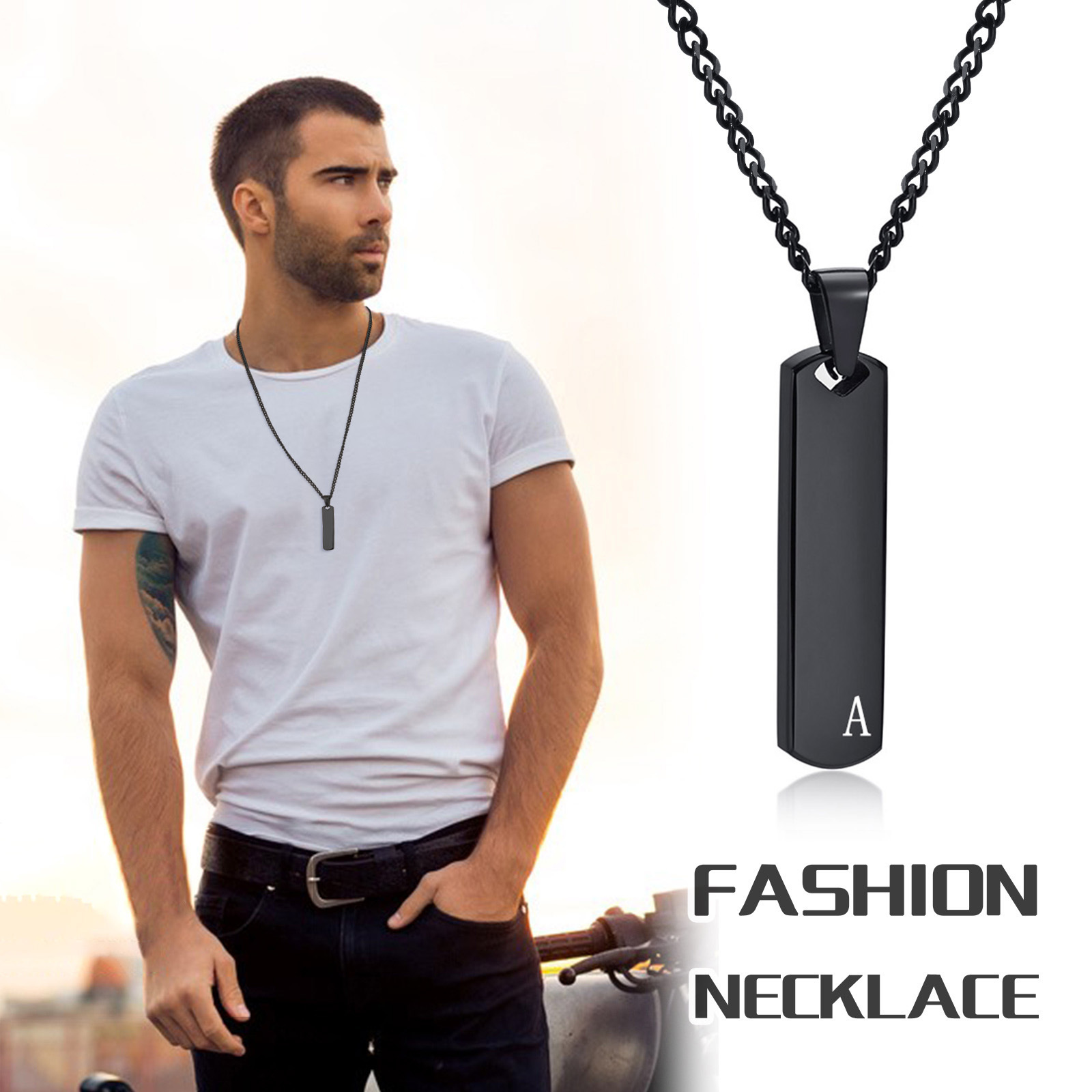 Vnox Initial Bar Necklace for  - Event Z avis et prix