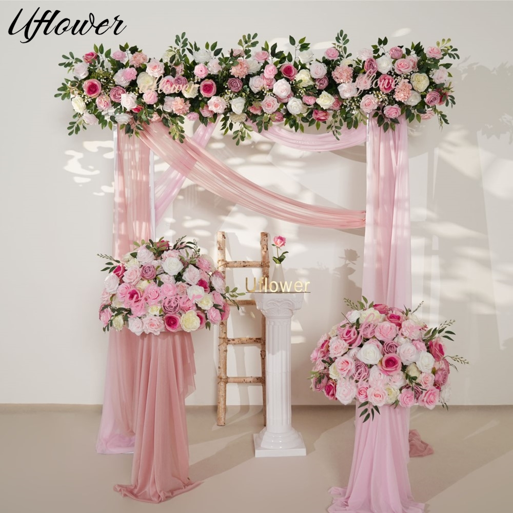 Uflower Pink Rose Greenery Han - Flower Wall Panel avis et prix