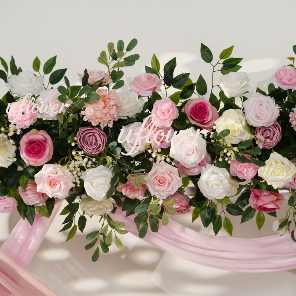 Uflower Pink Rose Greenery Han - Flower Wall Panel avis et prix