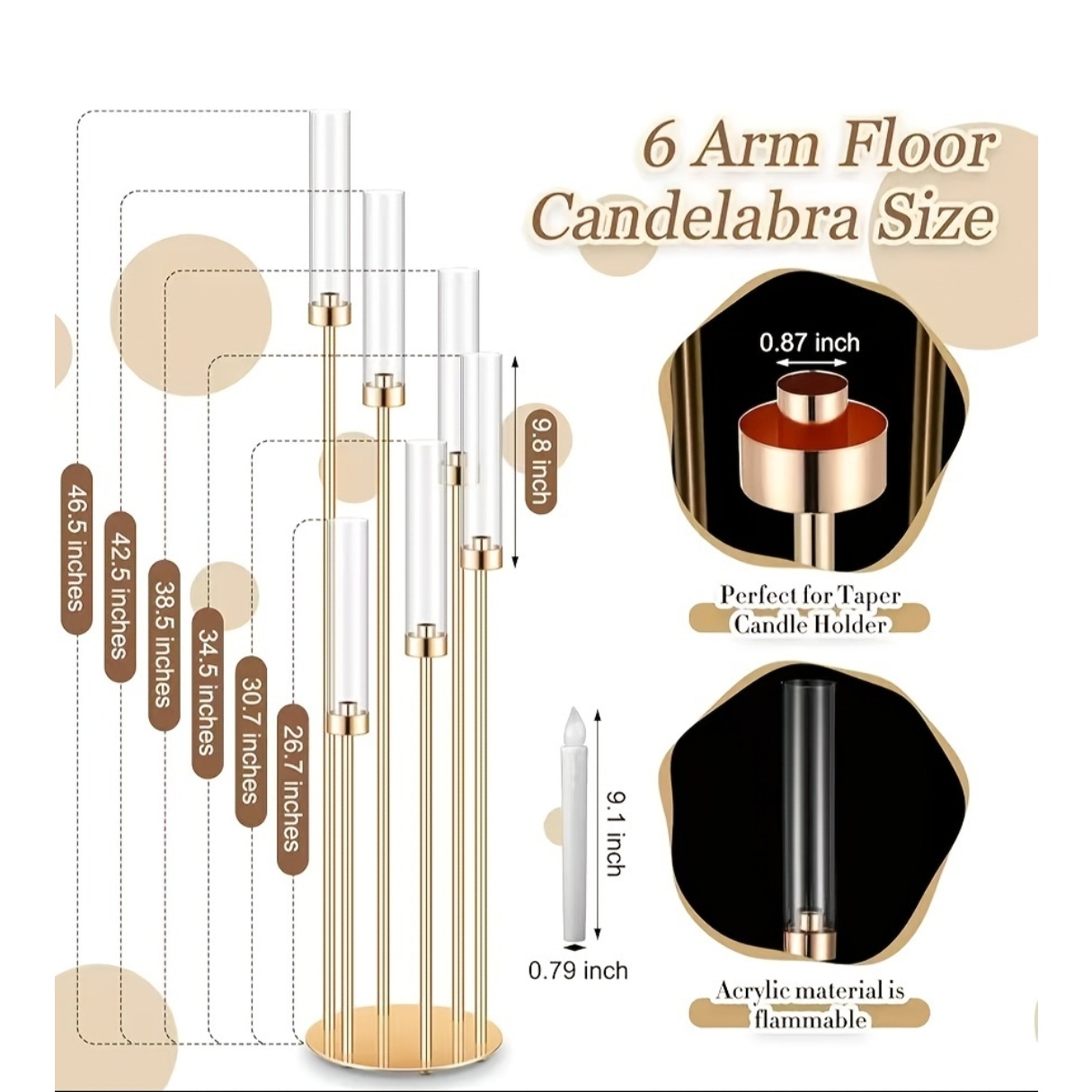 2 Sets Floor Candelabra 6 Arms - Centerpiece Stick avis et prix
