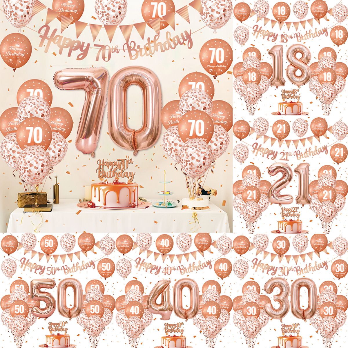 1Set Rose Gold Birthday Decora - Party Banner Gold avis et prix