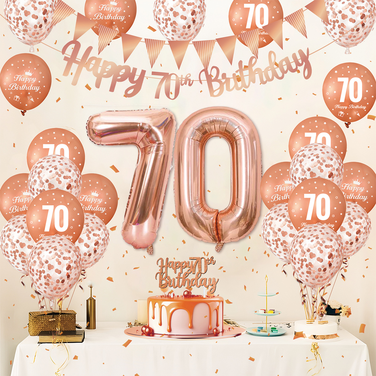 1Set Rose Gold Birthday Decora - Party Banner Gold avis et prix