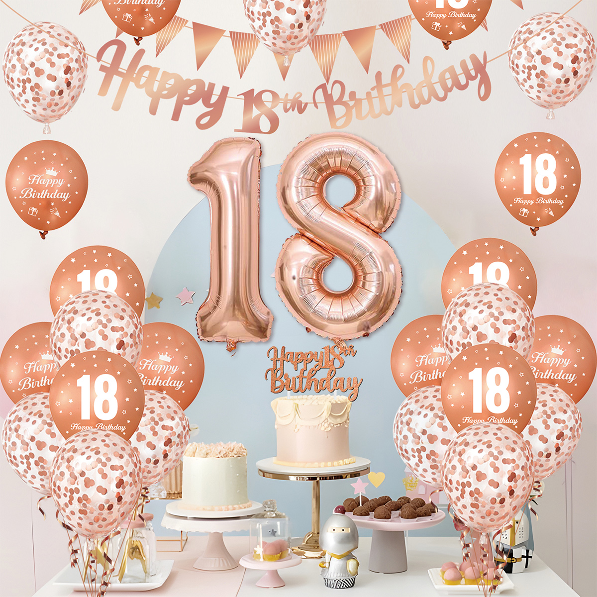 1Set Rose Gold Birthday Decora - Party Banner Gold avis et prix