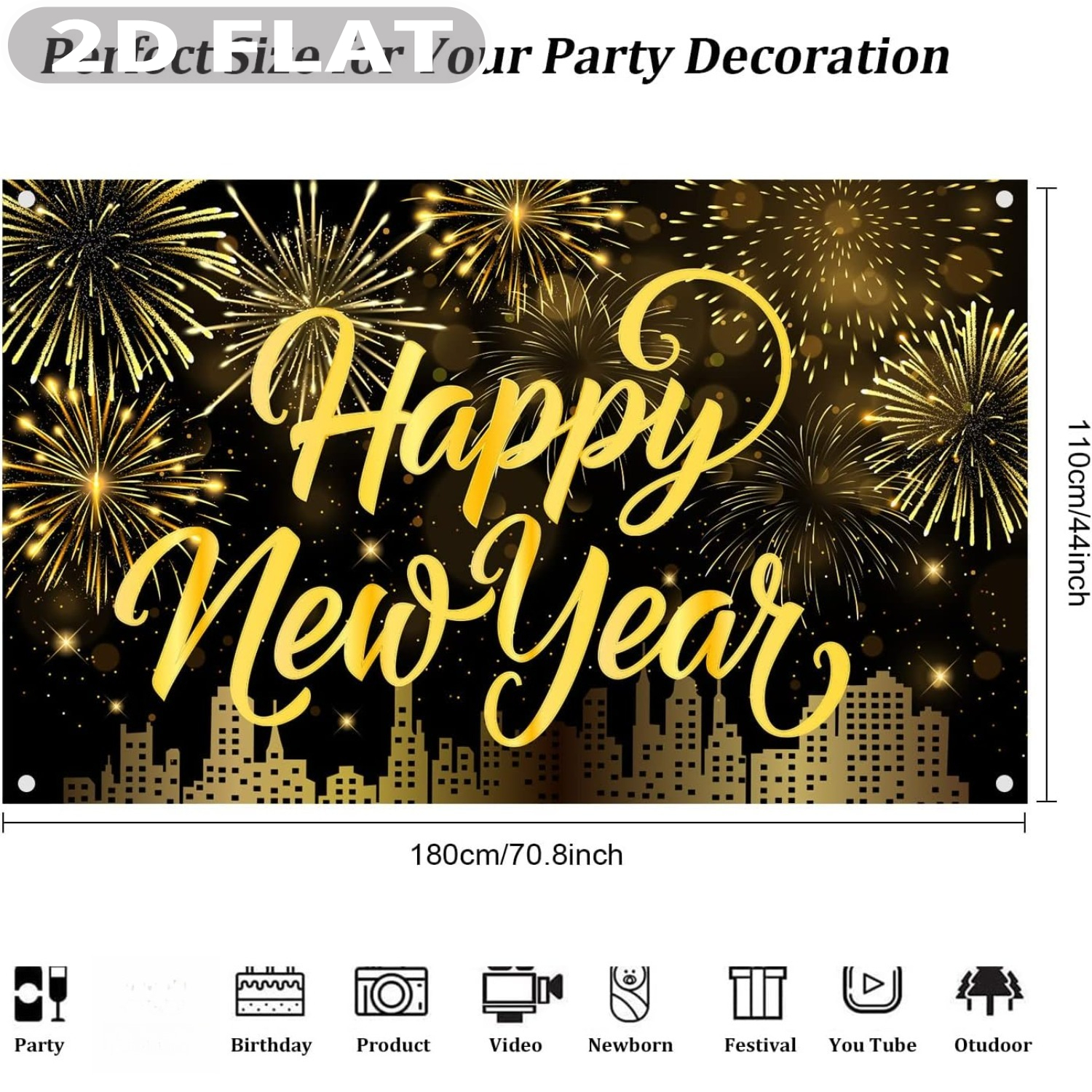 1pc Happy New Year Party Photo - Party Banner Gold avis et prix