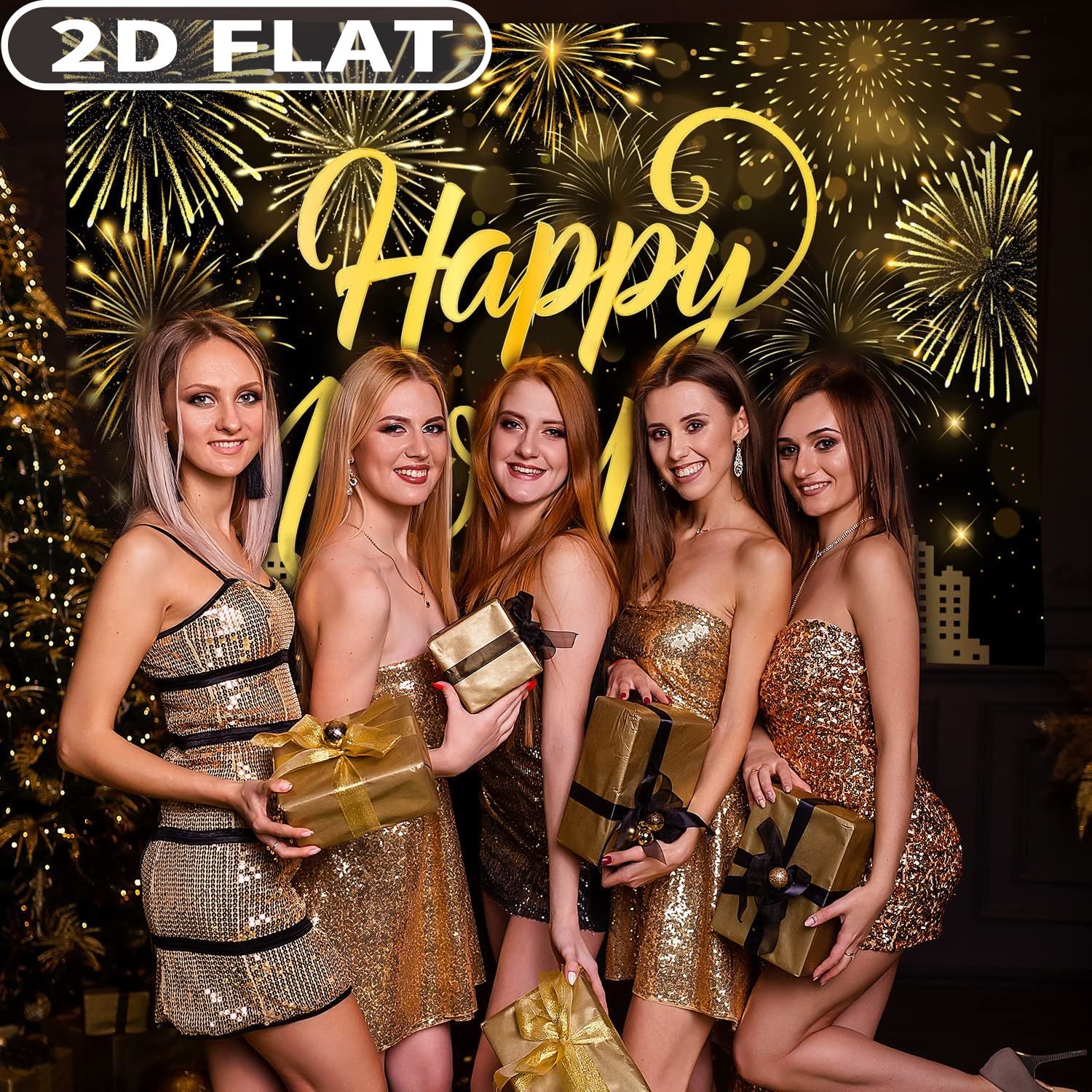 1pc Happy New Year Party Photo - Party Banner Gold avis et prix