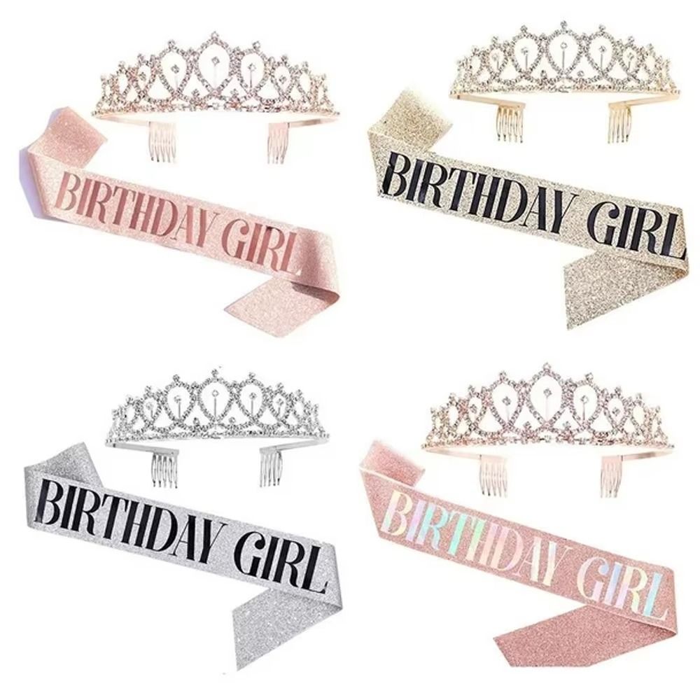 2Pcs/Set New Glitter Birthday  - Birthday Sash Glitter avis et prix
