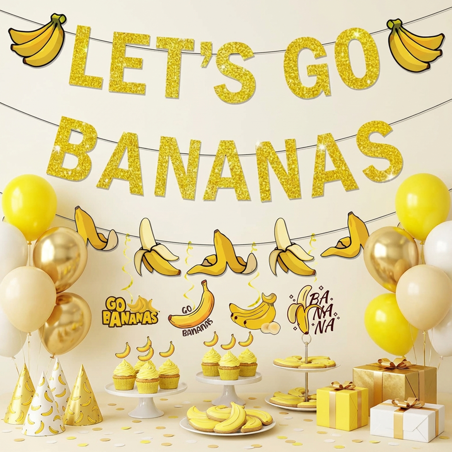 Yellow Bananas Birthday Banner - Let'S Party Event Supply avis et prix