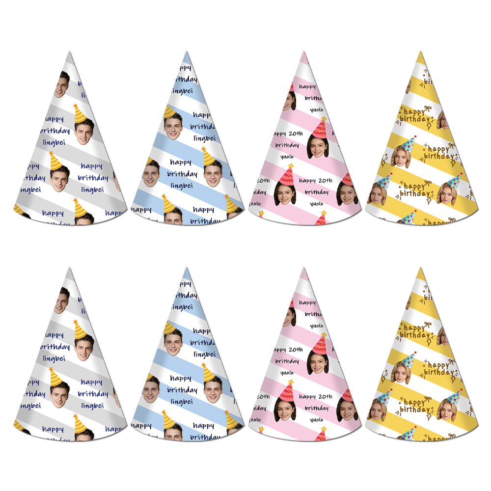 8pcs Custom Text and Photo Fac - Party Hat Cone avis et prix