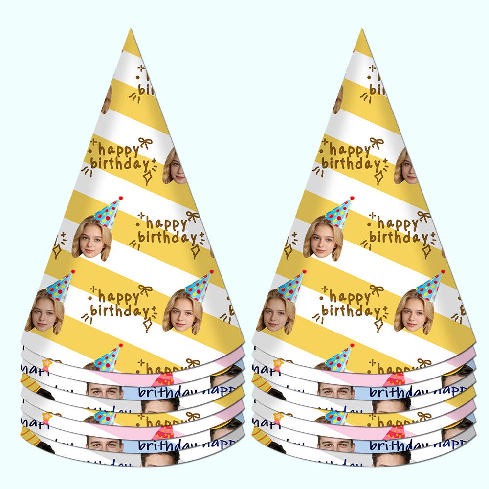 8pcs Custom Text and Photo Fac - Party Hat Cone avis et prix