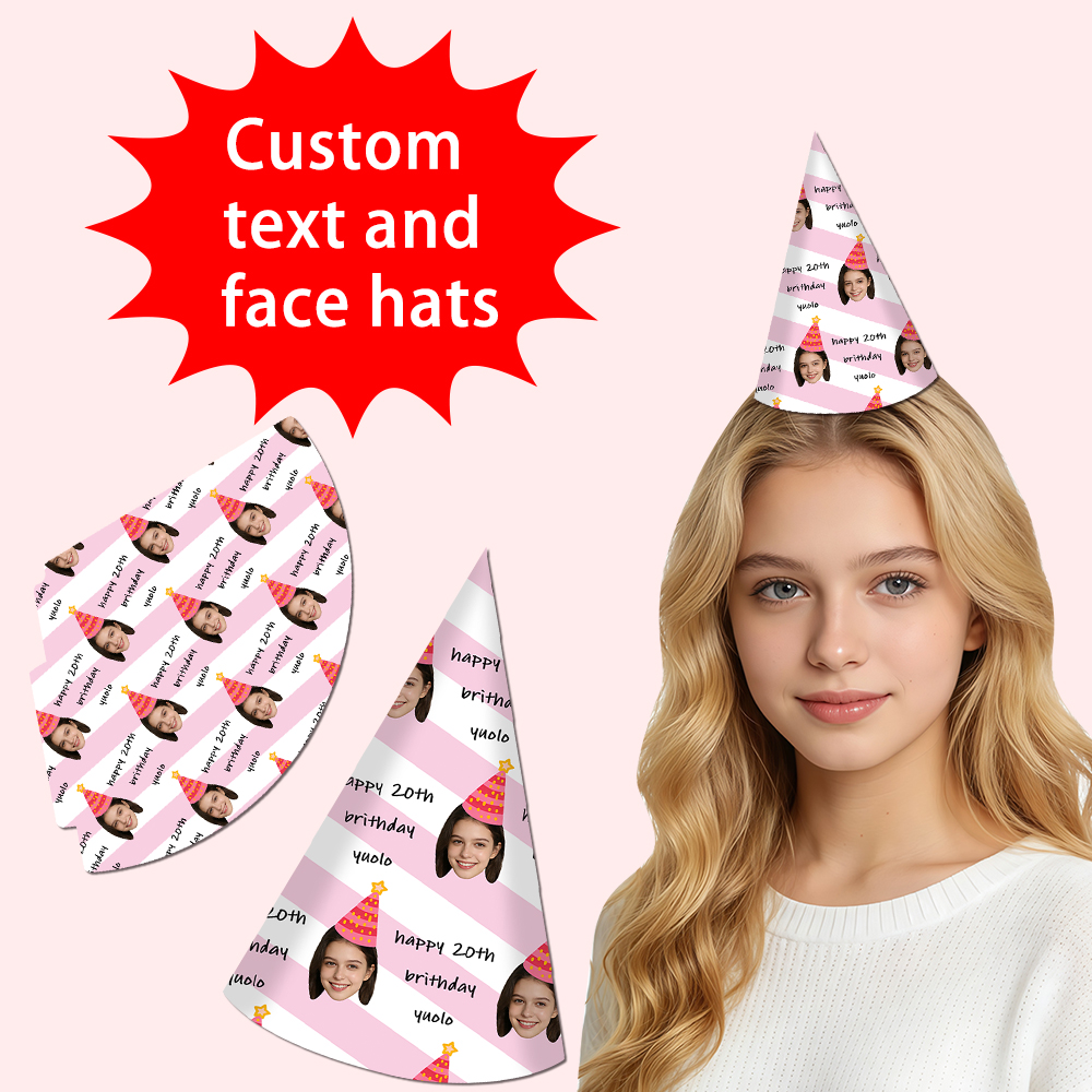 8pcs Custom Text and Photo Fac - Party Hat Cone avis et prix
