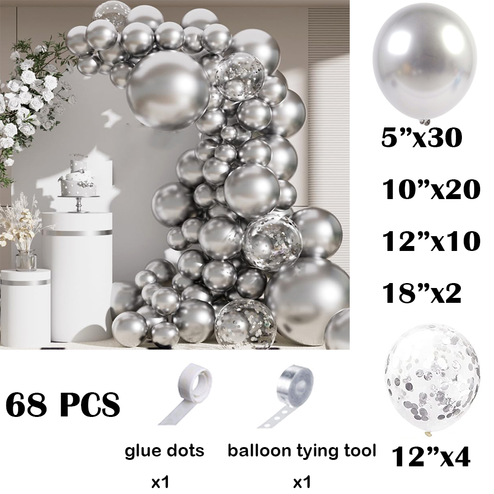 68Pcs Metallic Silver Balloons - Balloon Arch Kit avis et prix
