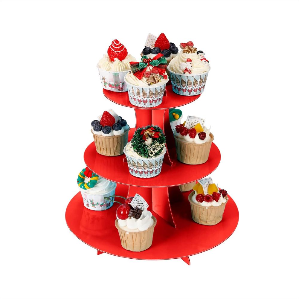 3-Tier Red Cupcake Stand, Disp - Cupcake Stand Tier avis et prix