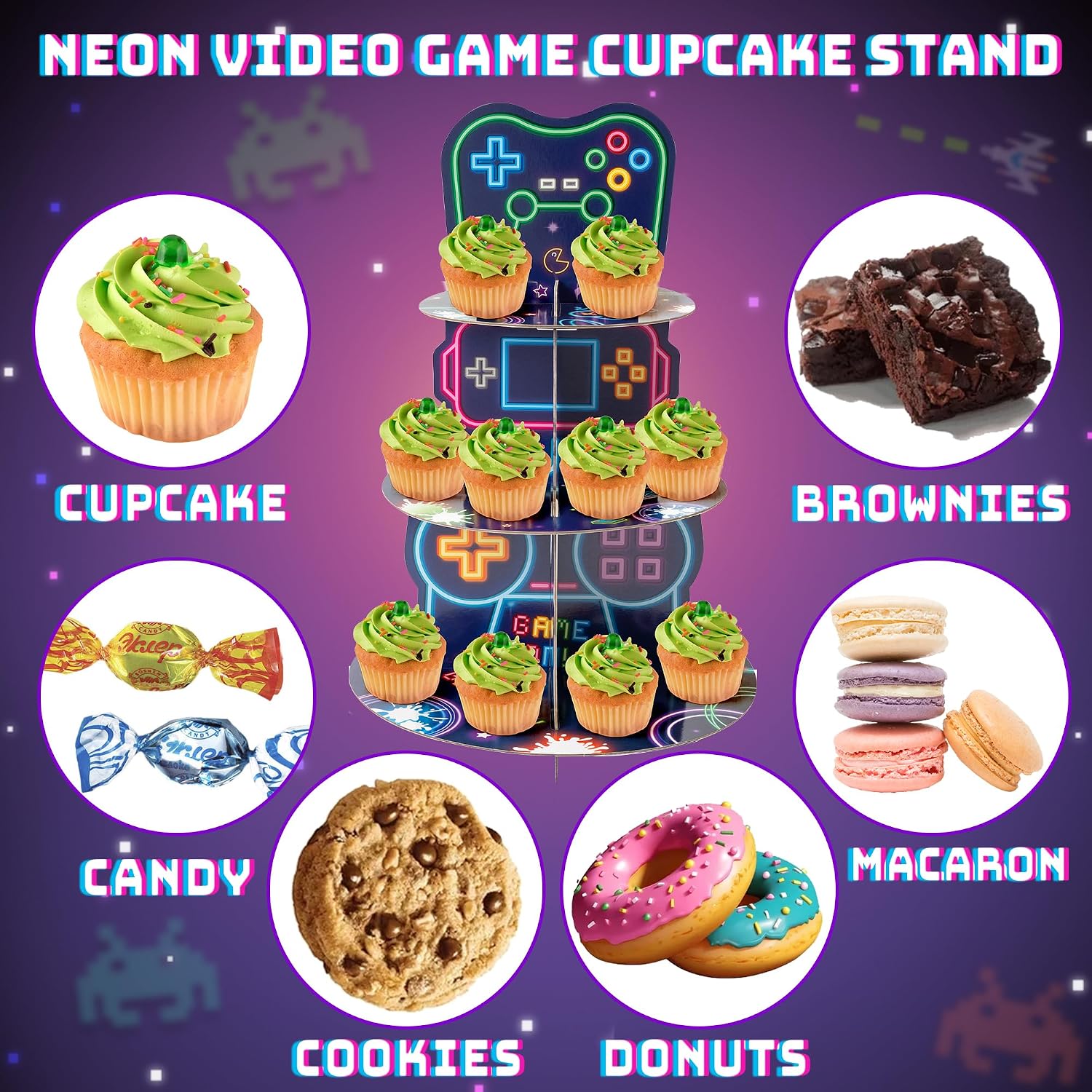 Homiva Store Neon Video Game C - Cupcake Stand Tier avis et prix