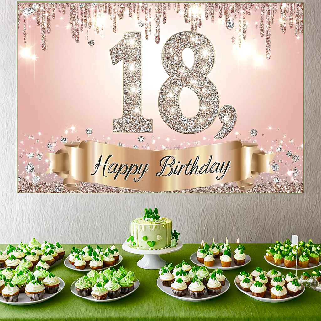 Sweet Gold 18th Birthday Backd - Party Banner Gold avis et prix