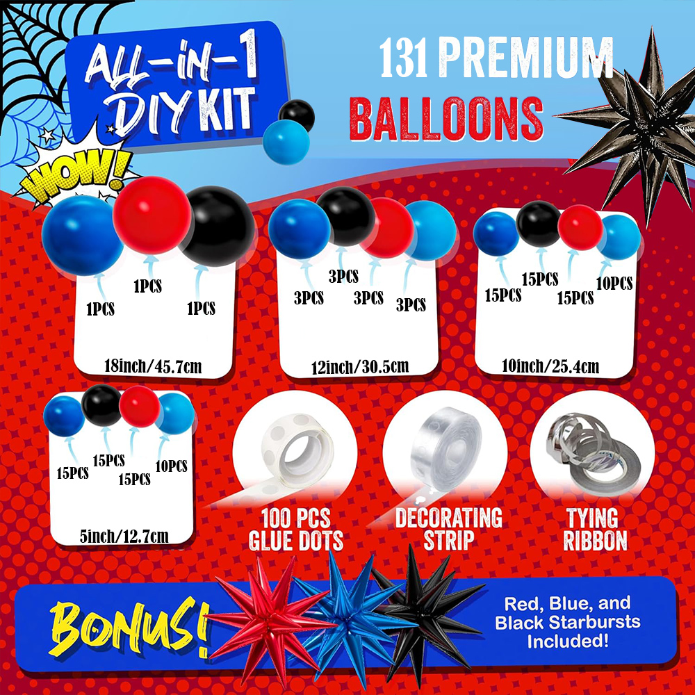 Black Red Blue Latex Balloons  - Balloon Arch Kit avis et prix