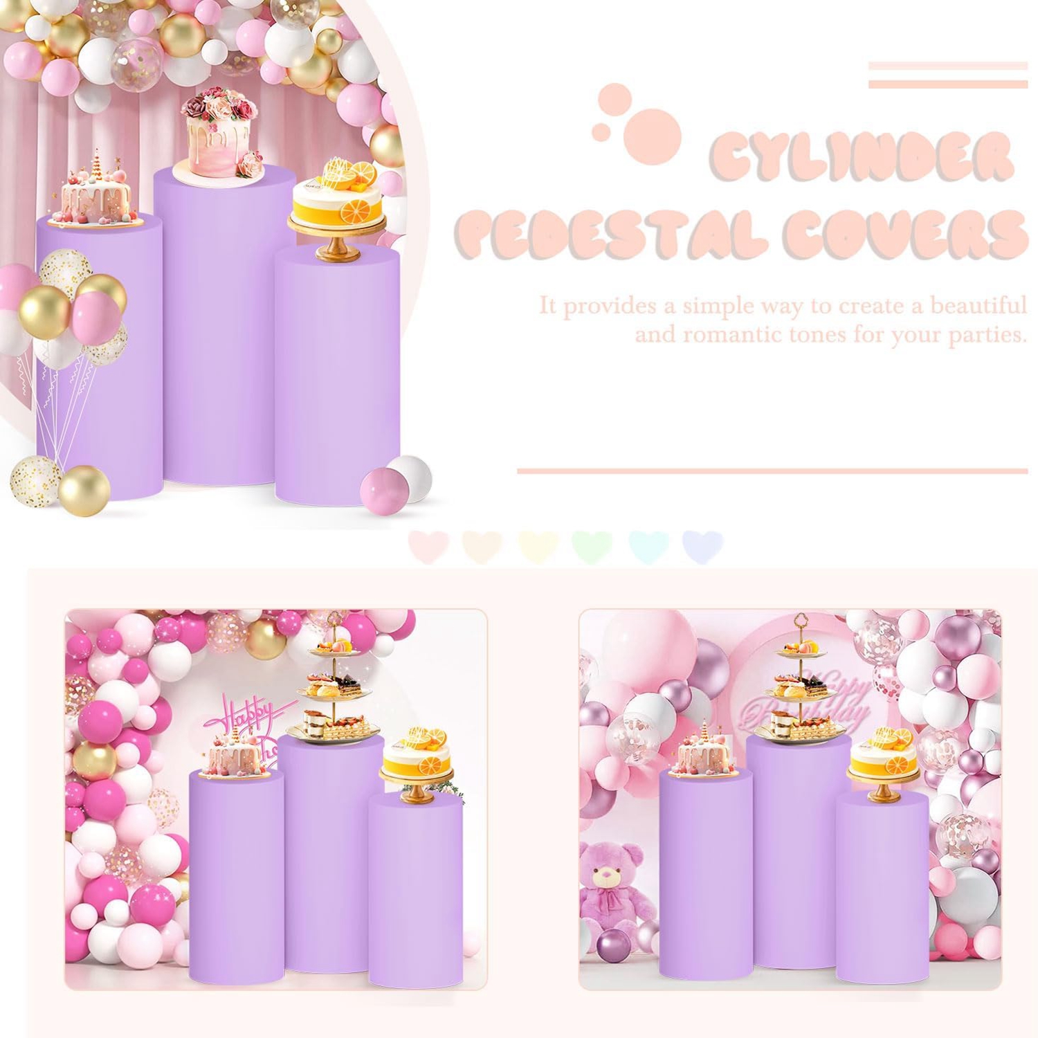 Yeele Purple Cylinder Stand Co - Dessert Table Backdrop avis et prix