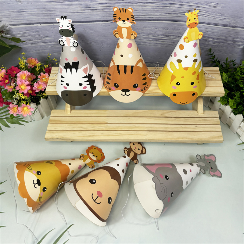 6Pcs Jungle Animal Paper Hats  - Party Hat Cone avis et prix