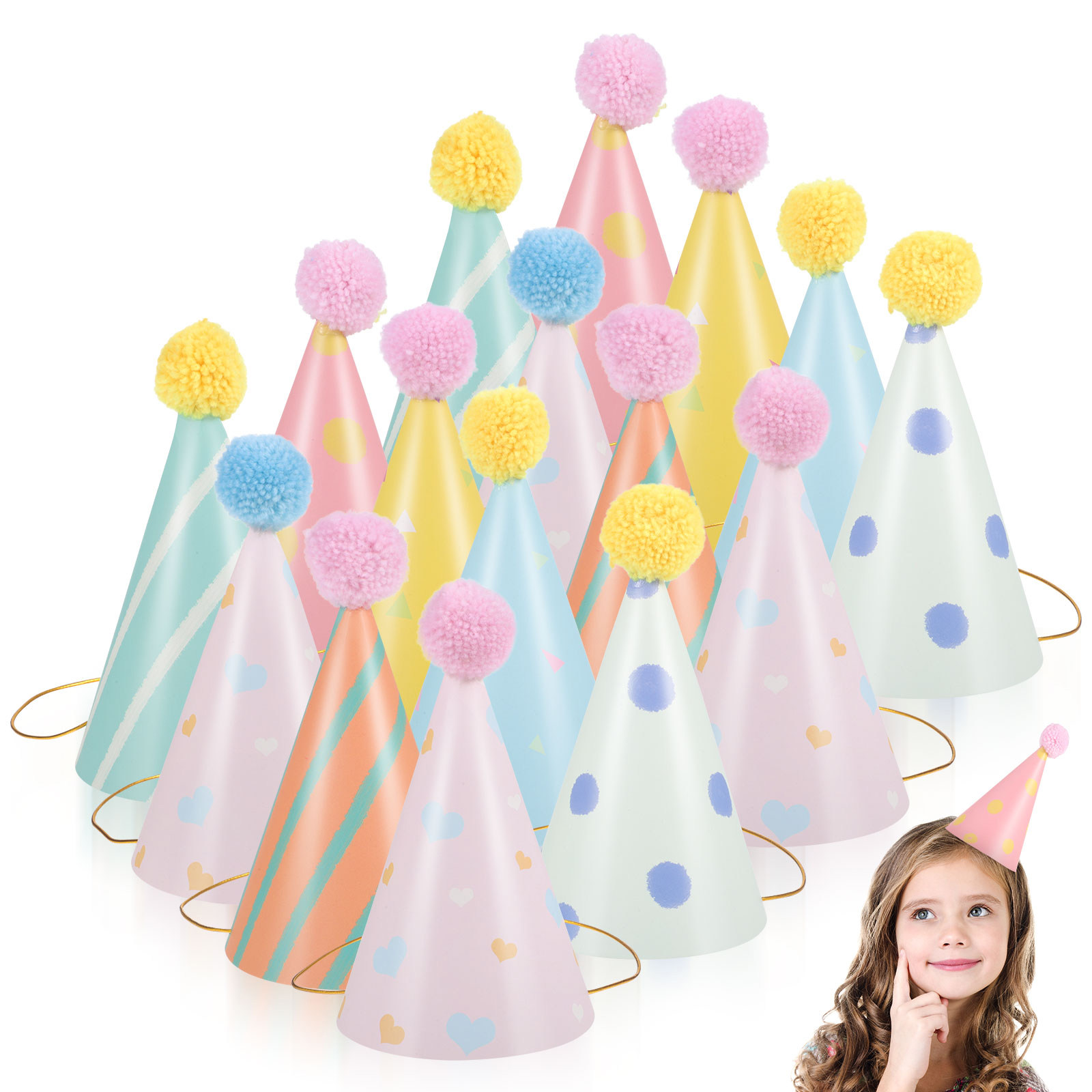 14Pcs Paper Birthday Hats for  - Party Hat Cone avis et prix