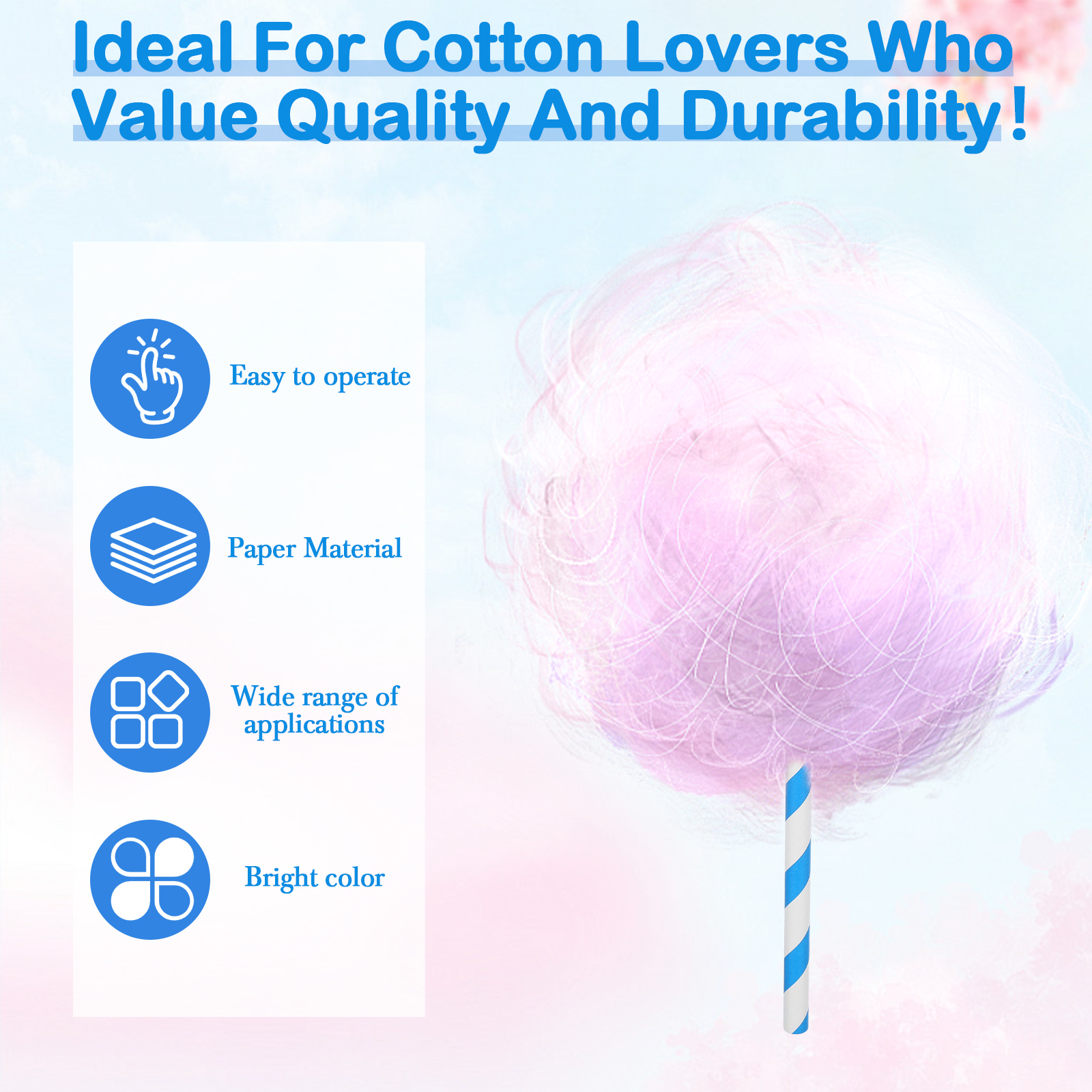 10x300mm Paper Sticks Consumab - Cotton Candy Cone avis et prix