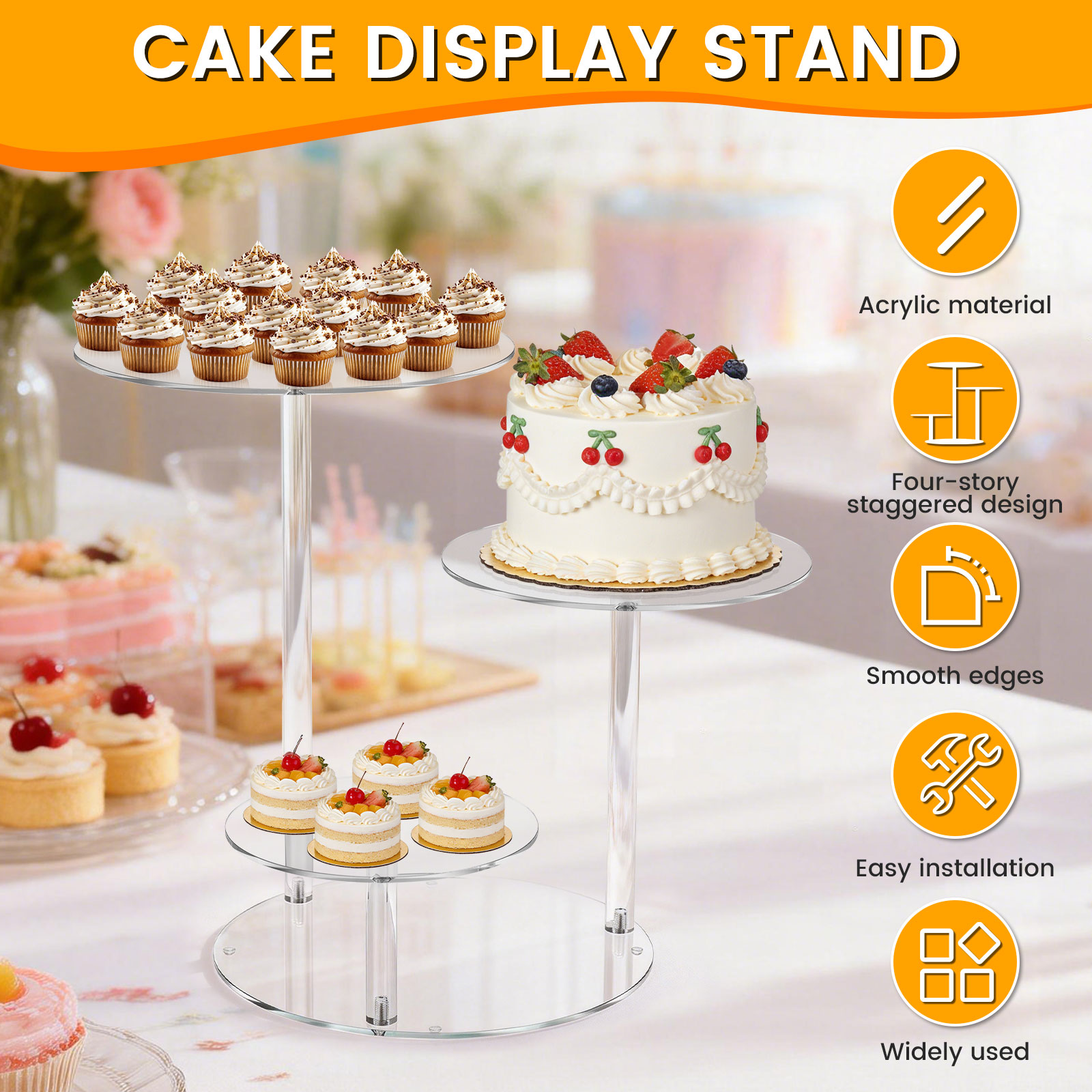 4 Tier Cake Stand Acrylic Tran - Cupcake Stand Tier avis et prix