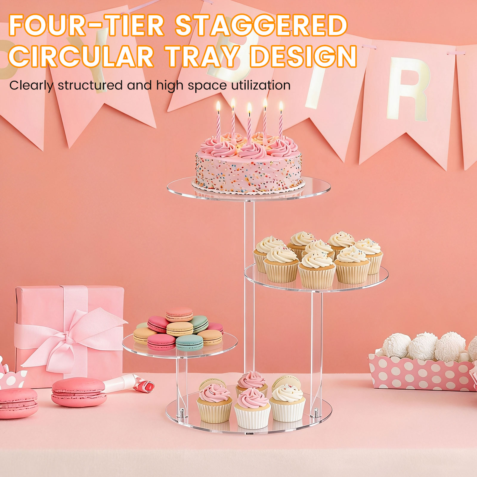 4 Tier Cake Stand Acrylic Tran - Cupcake Stand Tier avis et prix