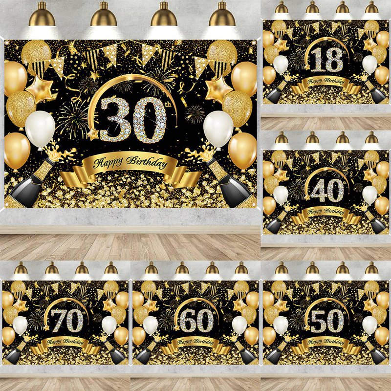 Happy 30th 40th 50th Birthday  - Party Banner Gold avis et prix